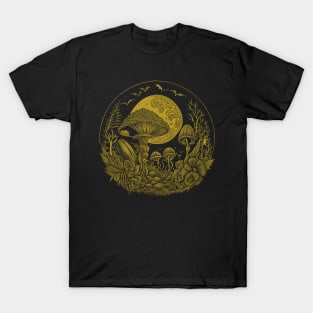 Cottagecore Moon, Mushrooms, Plants and Trees T-Shirt